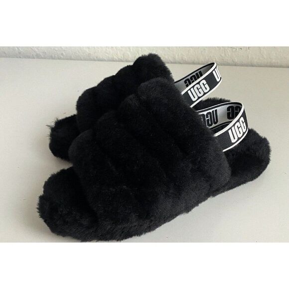 UGG Fluff Yeah Ruby Black Slide Slippers 1098494 Women’s Size 6 Box No Lid NEW - Picture 6 of 13